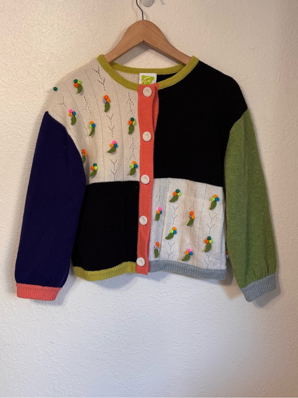 YanYan Knits Lambswool Embroidered Cardigan Size 10